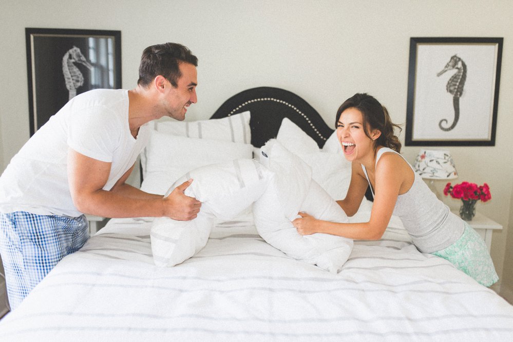 Toronto pillow fight engagement session