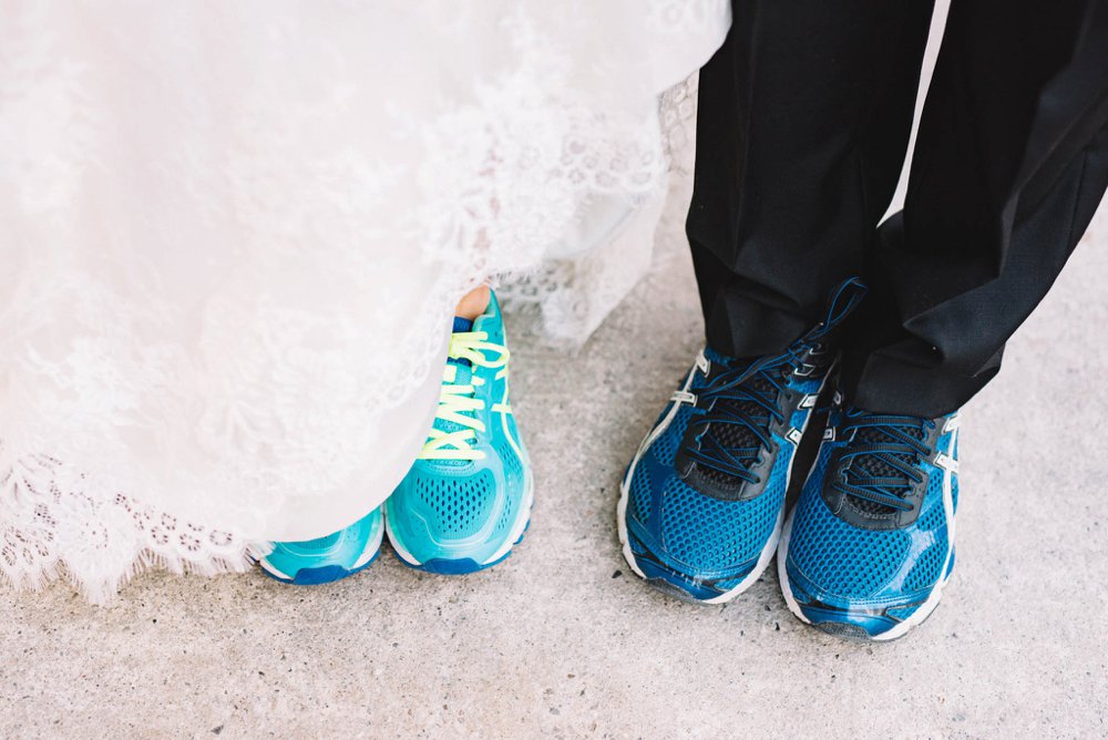 running shoes wedding photos