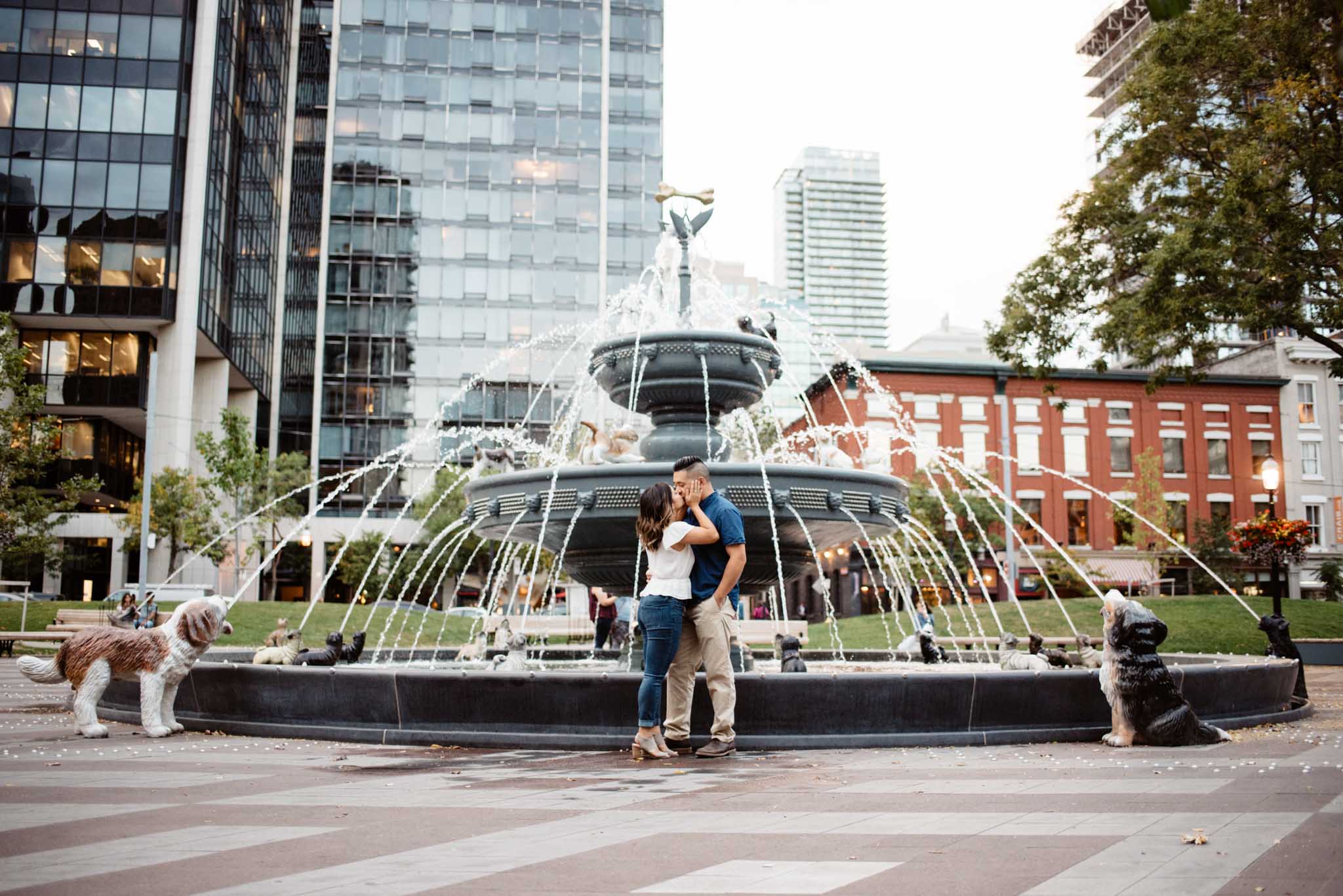 Dog Fountain Engagement Photos | Olive Photography Toronto