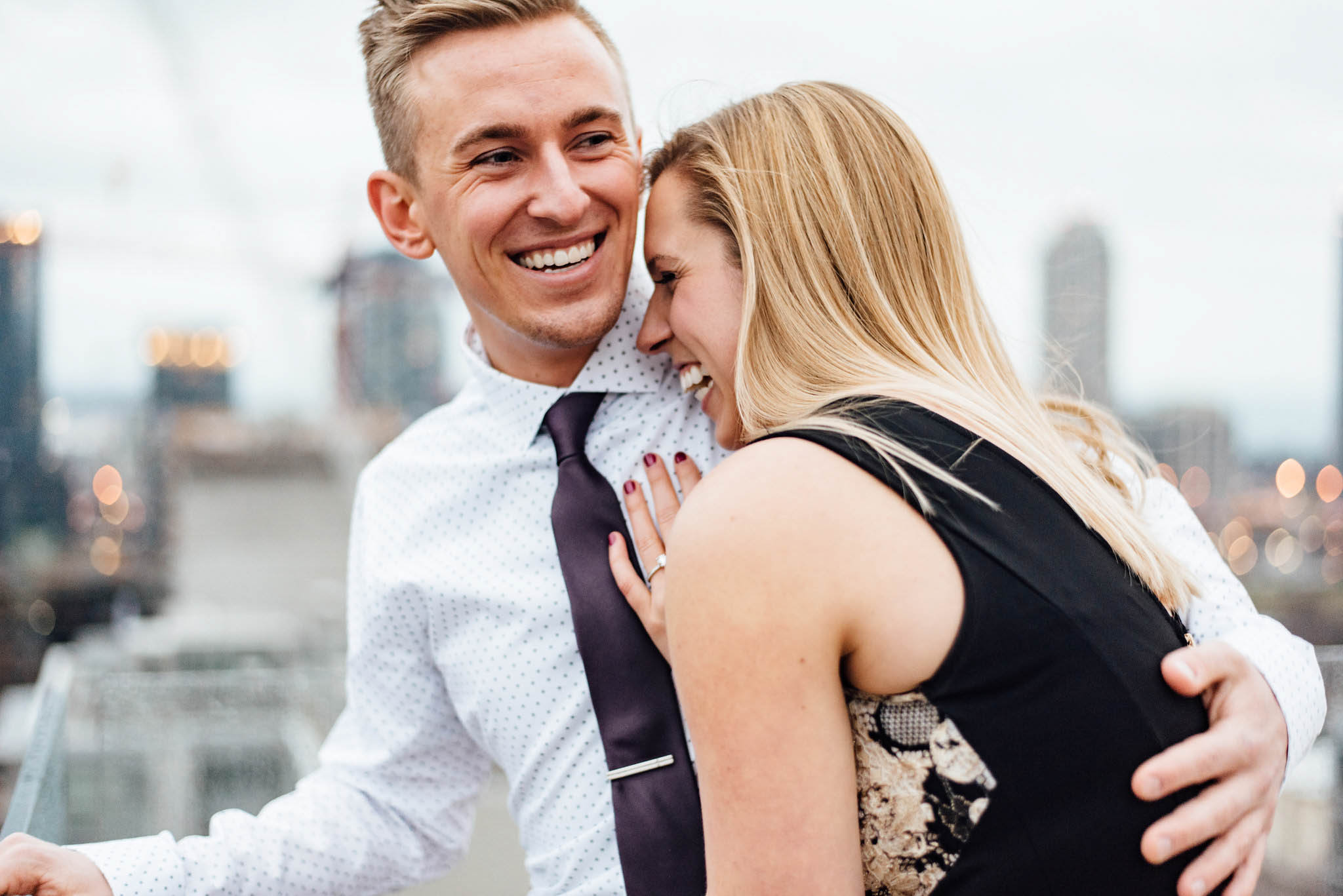 Surprise Toronto Skyline Proposal Photographer | Olive Photography on Thompson Hotel Rooftop