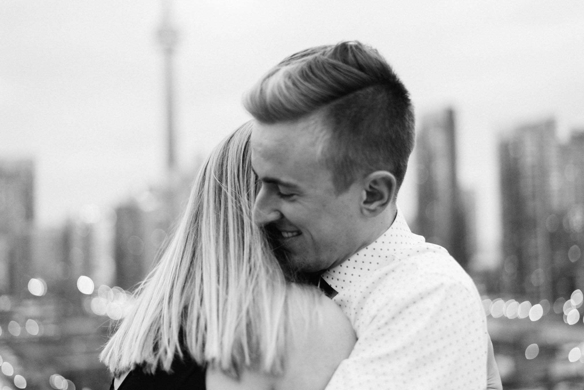 Surprise Toronto Skyline Proposal Photographer | Olive Photography on Thompson Hotel Rooftop