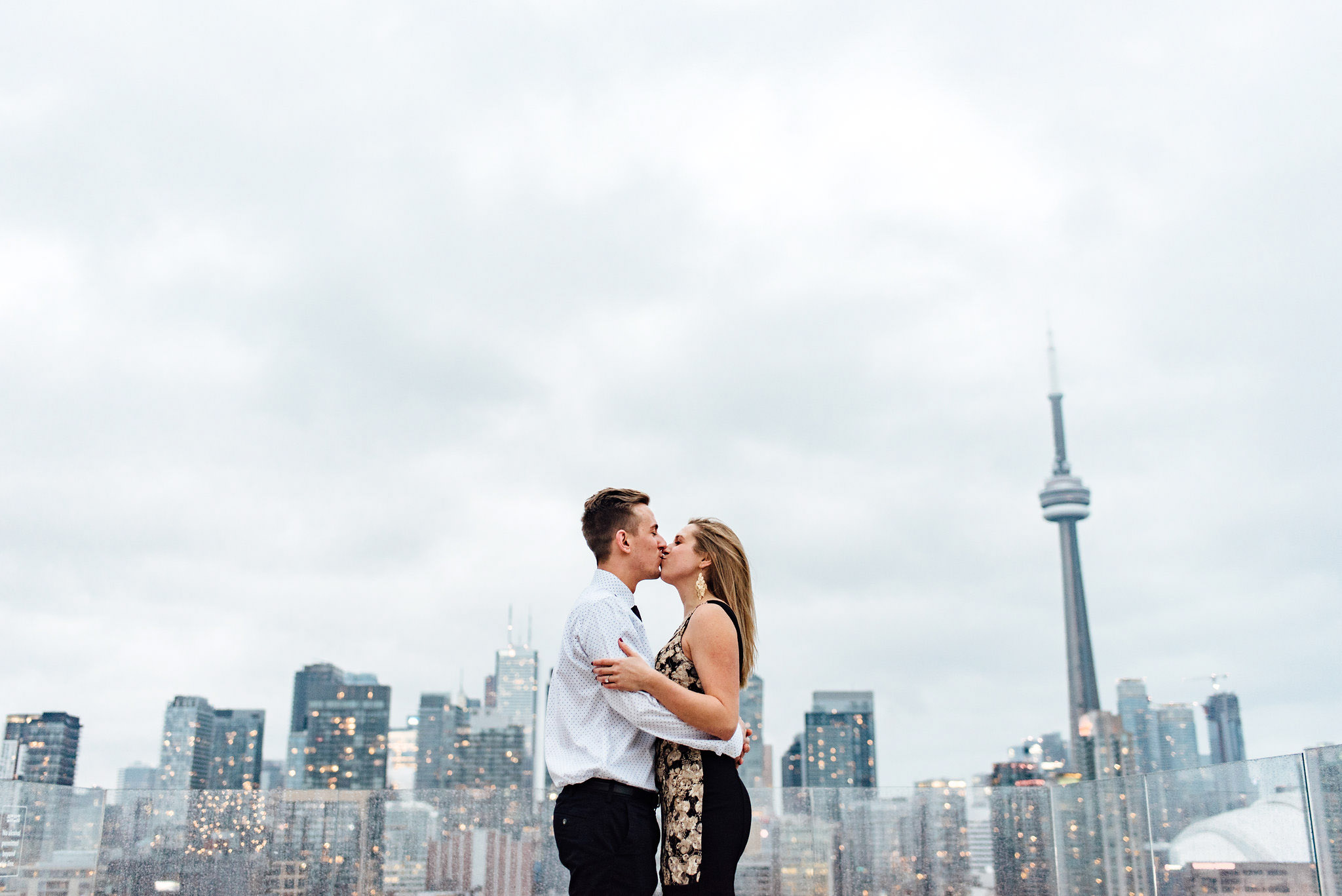 Surprise Toronto Skyline Proposal Photographer | Olive Photography on Thompson Hotel Rooftop