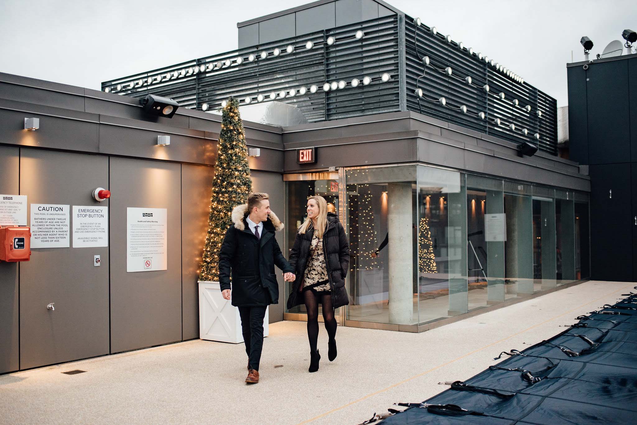 Surprise Toronto Skyline Proposal Photographer | Olive Photography on Thompson Hotel Rooftop