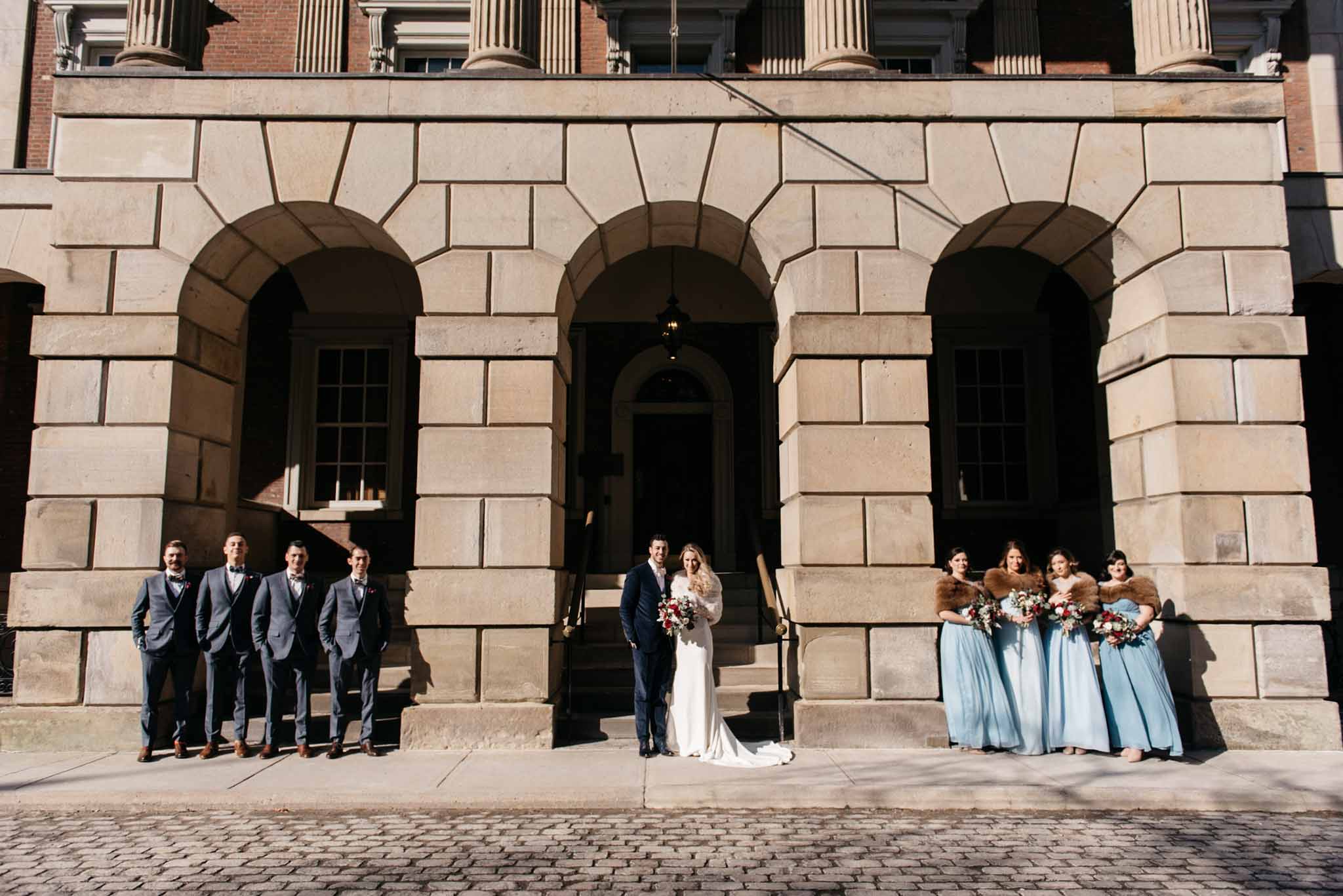 Winter Wedding Party Photos with Fur Stole | Olive Photography Toronto